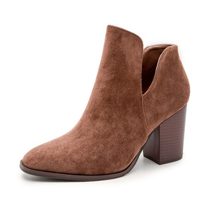 Botines de Mujer con Punta Redonda, Tacón Grueso Alto, de Ante, Sin Cordones, para Otoño, Tendencia de Moda, 5CM-8CM - Product Image 4