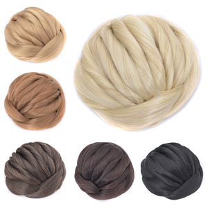 Chignons synthétiques tressés à clipser pour femmes, en fibre résistante à la chaleur, noir, blond, brun - Product Image 5