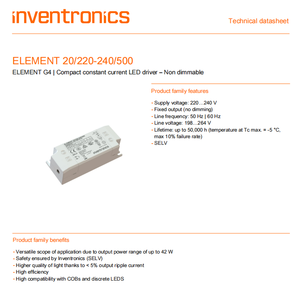 OSRAMs ELEMENT EM 20/220-240/500 II 20W 500mA 21‑40V ไดรเวอร์ LED กระแสคงที่แบบไม่หรี่แสงได้ AC198‑264Vac IP20 - Product Image 2