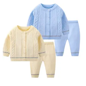 Children's Knitted Sweater 1-3 Years Old Girls Autumn Baby Solid Color Cotton Suit Boy Cardigan Baby Knitted Sweater