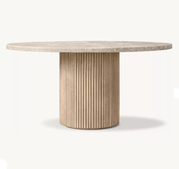 Table à manger ronde en chêne RH BYRON EMPERADOR, luxe, imperméable, 6 places, restaurant, hôtel, villa, mobilier de salle à manger en marbre