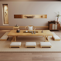 Table Basse et Chaises de Thé Modernes Japonaises en Bois Massif, Console Extensible pour Entrée d'Hôtel ou Fenêtre en Baie Zen