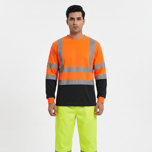 Camisa Reflectante de Alta Visibilidad para Construcción, Manga Larga, Cuello Redondo, Ropa de Trabajo para Hombre, Poliéster de Secado Rápido, Ropa de Seguridad Reflectante - Product Image 1