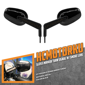 Rétroviseurs universels pour moto et vélo, clignotants, feux de circulation, filetage 8 mm, 2 pièces, noir chromé, pour Harley XL Dyna, pour Yamaha - Product Image 2