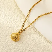 Zierliche Muschelanhänger-Halskette, Edelstahl vergoldet, Modeschmuck für Damen