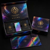 Boîte cadeau magnétique pliante en papier laser holographique avec logo personnalisé en feuille d'or de qualité supérieure pour cartes à collectionner