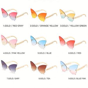 Lunettes de soleil papillon sans monture dégradées de luxe surdimensionnées style steampunk pour femmes – Vente en gros - Product Image 5