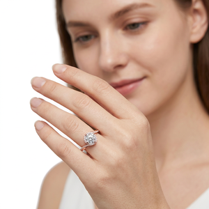 Anillo de Halo con Diamante Cultivado en Laboratorio, Plata de Ley 925, Banda Trenzada, Anillo de Compromiso, Boda, Joyería Romántica para Mujer, Venta al Por Mayor - Product Image 5