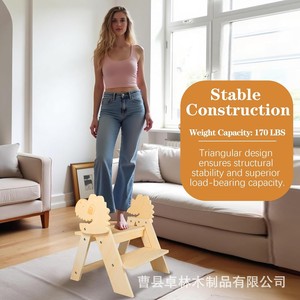 Cross-border foldable <b>bathroom</b> <b>stool</b> for babies, baby handwashing <b>stool</b>, step <b>stool</b>, height-increasing <b>stool</b>, household wooden - Product Image 2