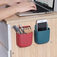Boîte de rangement pour télécommande murale/étagère de chargement de téléphone de chevet pour TV et climatisation, support de rangement sans poinçon