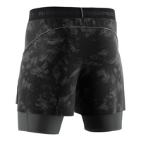 Shorts de course pour hommes, double couche, mélange de poly et de spandex, poche intérieure, découpe au laser, respirant, pour le cyclisme et le jogging