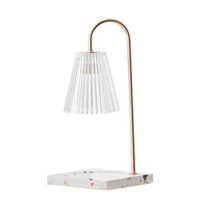 Lampe chauffe-cire et diffuseur de parfum avec base en terrazzo et abat-jour en verre, pour décoration intérieure, cadeau de pendaison de crémaillère