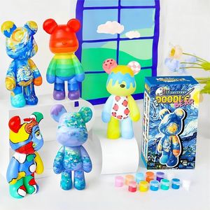 DIY Coloriage Jouet Graffiti Souple PVC Assis <span class=keywords><strong>Mignon</strong></span> Casque Espace Lapin Sésame Gentleman Fille Ours Avec Verseur Peinture - Product Image 1