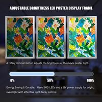 Lampu LED Dinding Aluminium Monokrom untuk Poster Film, Bingkai Snap, Kotak Lampu Gambar Backlit, Peredup Dapat Diatur, Tegangan Ganda