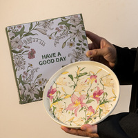 Assiettes en porcelaine florales de 9 pouces en gros, assiettes à salade en céramique, décor de cuisine, assiettes à fleurs, cadeaux pour femmes