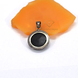 จี้พลอยโอนิกซ์สีดำทรงกลมสีเงิน925เครื่องประดับรูปทรงน่ารักสำหรับซัพพลายเออร์ขายส่ง - Product Image 4