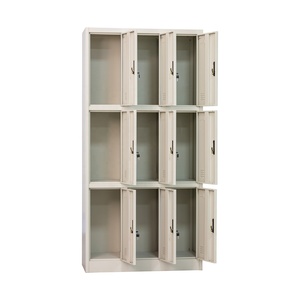 Casier en acier gris clair à 9 portes Armoire spéciale de stockage en métal à trois niveaux avec serrures pour salle de sport, bureau, école Usine - Product Image 1