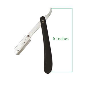 Navaja de afeitar recta de metal con mango de plástico para barbero, venta al por mayor - Product Image 2