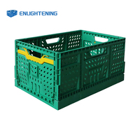 Caisse en plastique perforée empilable et pliable pour le stockage des marchandises