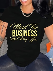 T-shirts pour femmes avec impression de lettres amusantes, manches courtes, t-shirts graphiques mignons, hauts décontractés d'été pour femmes - Product Image 6
