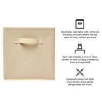 Meilleure vente Style de luxe noir pliable tissu Cubes de stockage organisateur toile matériel avec poignées