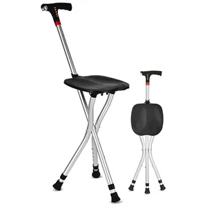 Walking Stick Walker Multifunctional Anti-slip Portable Crutches Can Sit On The Bench For The Elderly/With Music