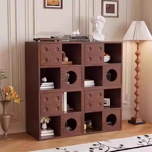 Modular Solid Wood Storage Cabinet Living Room Bedroom Combination Unit With <b>Drawers</b> And Shelves For Home Organization - Product Image 4