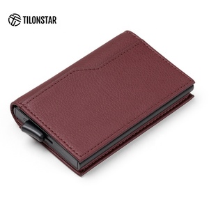 TILONSTAR TVC205 Newest Business Gifts Pop up <b>Wallet</b> Metal Aluminum Credit Card Case RFID Leather Card <b>Holder</b> - Product Image 2