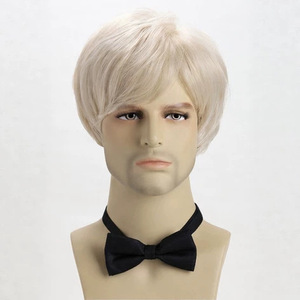 Nouvelle perruque synthétique pour hommes, style européen et américain, en fibre haute température, élégante et stylée, blond doré clair, avec <span class=keywords><strong>frange</strong></span> latérale - Product Image 4