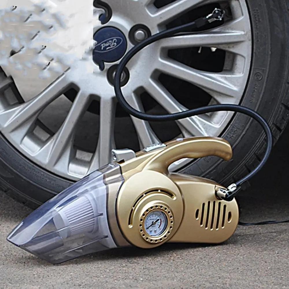 4 in1 Multi-Function Portable Car Vacuum Cleaner with Tire Inflator Pump LED Light