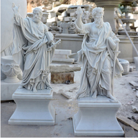 Statue de Saint Paul et de Saint Pierre sculptée à la main en marbre blanc naturel grandeur nature, durable, célèbre, pour usage intérieur, jardin, église, cimetière