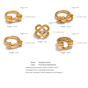 Jinyou แหวนสแตนเลสชุบทอง18K ปมทรงเรขาคณิต4168สำหรับผู้หญิงพื้นผิวกันน้ำของขวัญเครื่องประดับ - Product Image 6