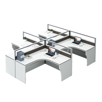 Poste de travail en bois pour 2, 4, 6 ou 8 personnes avec cloisons de bureau et table de bureau pour immeuble de bureaux