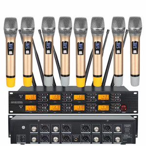 ระบบไมโครโฟนไร้สาย UHF สำหรับ<span class=keywords><strong>คาราโอเกะ</strong></span>แบบมือถือ ระดับมืออาชีพ 8 ช่องสัญญาณ สำหรับขายส่ง OEM ระบบเสียงระยะไกล - Product Image 5