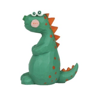 Figura de Dinosaurio Verde de Madera, 7.5x9.5x5cm, Tallada a Mano, Adorno de Escritorio, Decoración Animal, Regalo - Product Image 5