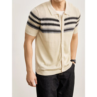 Chemise Polo en Maille à Manches Courtes, Col Rabattu, Cardigan Style Fair Isle, Style Old Money, Business, Été, Vente en Gros Transfrontalière Directe Usine