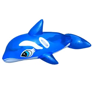 Factory Wholesale Floating Animal Swimming Pool Toys Blue Inflatable Whale Rider Pool Float