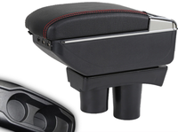 Console d'accoudoir en cuir PU noir pour Subaru Sambar 1999-2012 Kits d'intérieur de voiture japonaise à double couche coulissante 6 USB Design