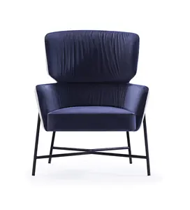 Greenfield Furniture Luxus übergroßer blauer Sessel mit hoher Rückenlehne für Schlafzimmer E55