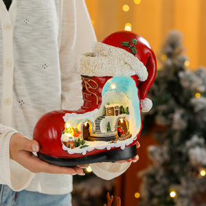Cross-border creative miniature resin rotating luminous <b>old</b> man music box boot ornament, Christmas gift decoration. - Product Image 4