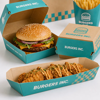 Boîte alimentaire jetable en papier kraft, conteneur à emporter, résistant à la graisse, pour restauration rapide, restauration, hamburgers, ailes de poulet, frites