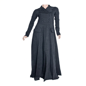Beautiful Designs ODM Casual Mock Double Buttoned Maxi Abaya with Pleats Organic Cotton Knit <b>Long</b> Sleeve Eco-Friendly <b>Dress</b> Sale - Product Image 1
