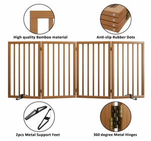 Moderne, opvouwbare, veilige hondenpoort van massief hout met 2 steunpoten, drukknop sluiting, milieuvriendelijk, maatwerk mogelijk, geschikt voor trappen en hondenrennen. - Product Image 5