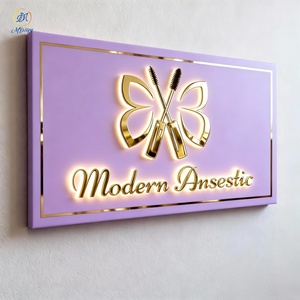 Enseigne LED rétroéclairée 3D personnalisée en or miroir avec logo pour décoration de magasin et enseigne commerciale, garantie 3 ans, pour usage intérieur et extérieur - Product Image 2