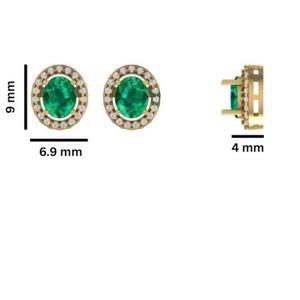 Pendientes de Oro de 14 Quilates con Piedras Preciosas Naturales/de Laboratorio en Forma Ovalada y Micro Pavé de Diamantes - Product Image 6