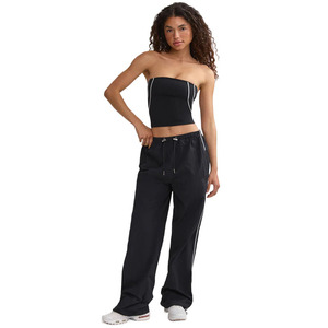 Conjunto de <span class=keywords><strong>Ropa</strong></span> de Marca de Lujo KY Custom Active ContrastTrim, Top Bandeau, Pantalones Deportivos de Pierna Ancha, Chaqueta Cortavientos, <span class=keywords><strong>Elegante</strong></span> <span class=keywords><strong>para</strong></span> Mujer - Product Image 2