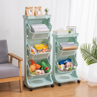 Chariot de rangement en PP pour cuisine, salle de bain, salon, buanderie, étagère rotative, panier respirant, facile à assembler