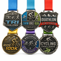 Médaille OEM ODM personnalisée avec logo pour triathlon, natation, cyclisme, duathlon, course de 100 km, en alliage de zinc et émail souple, fournisseur en gros