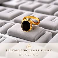 Bague Rétro Afghane Plaqué Or de Dubaï, Onyx Noir, Faite à la Main, pour Hommes et Femmes, Style Bohème, Pierre Précieuse, Réglable, Art Déco, Fournisseur