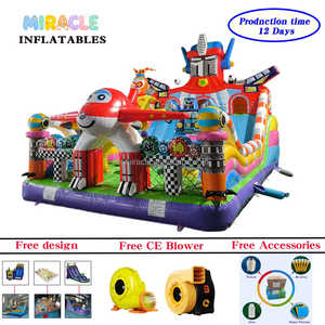 Parc d'attractions gonflable commercial avec souffleur, aire de jeux pour enfants, combo toboggan et parcours d'obstacles, robot mécanique - Product Image 2